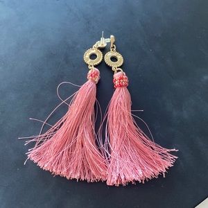 Pink tassel earrings